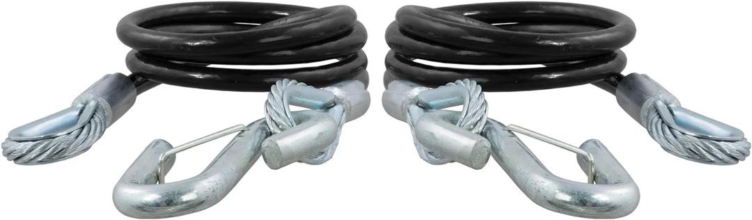 CURT 80151 44-1/2-Inch Vinyl-Coated Trailer Safety Cables, 7/16-In Snap Hooks, 5,000 lbs Break Strength, 2-Pack