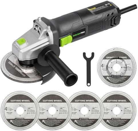 GALAX PRO Electric Angle Grinder,Equipped with 4.0 Amps Motor with 750W Max Output Power,4-1/2 inch Corded Angle Grinder 12000RPM with Cutting & Grinding Wheels,Flap Disc and Auxiliary Handle