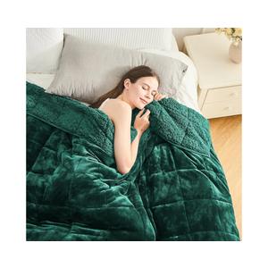 Cottonblue Weighted Blanket 15lbs for Queen Ded - Ultra Soft, Cozy Comfort Sherpa Blanket for Relax and Sleep, Heavy Bed Blankets with Cemaric Beads, 60x80 Inches,Green