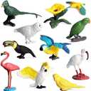 10 Pcs Simulated Bird Animals Parrot Model Figure Toys, Realistic Flamingo Birds Figurine Collection Playset Cake Toppers Gift for Kids Educational Toys