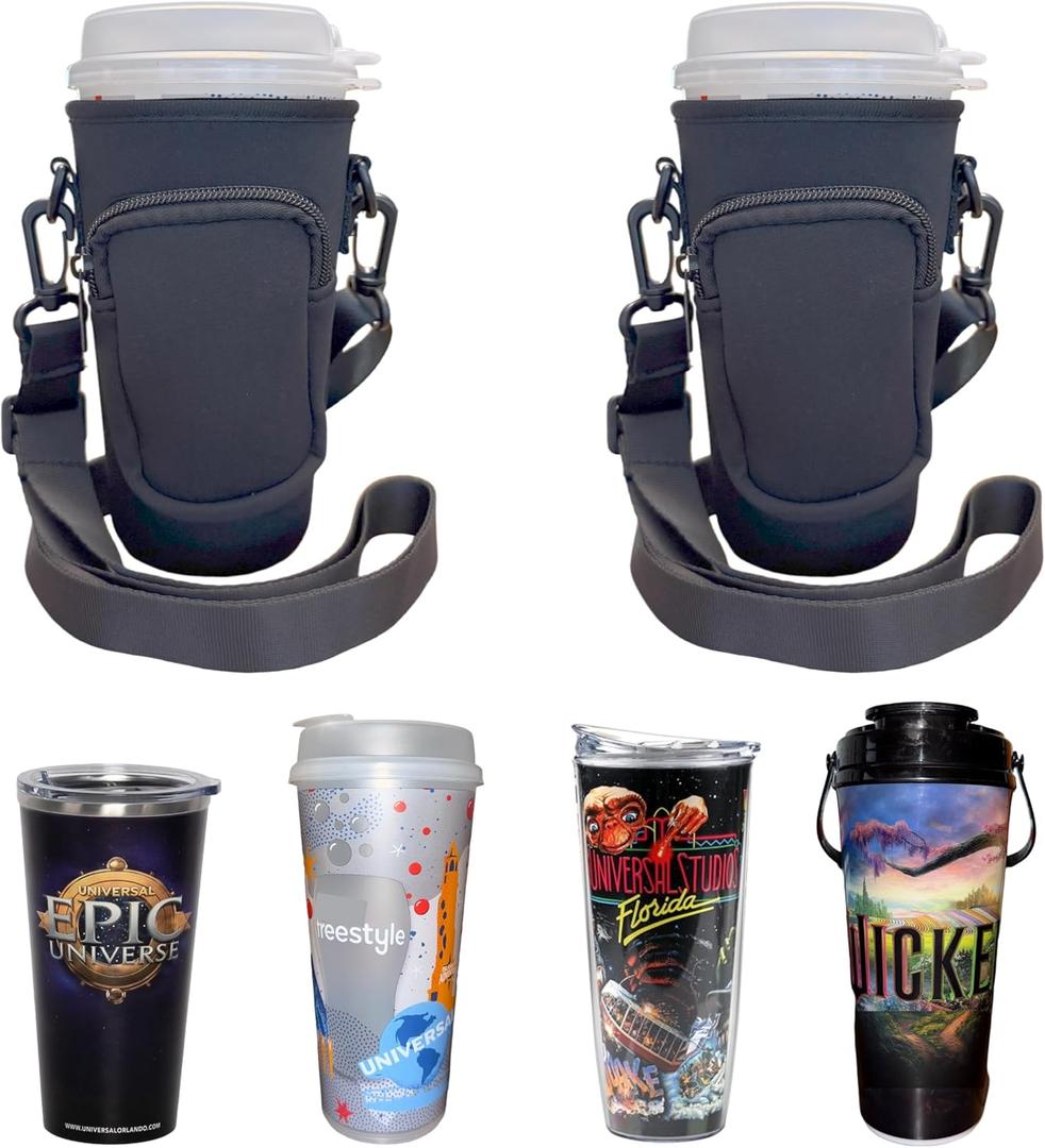 Universal Studios Must Haves Freestyle Cup Sling. Epic Universe Theme Park Essentials (Black, 2-Pack)