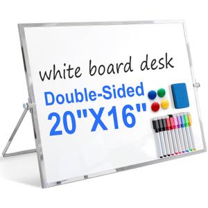 20x16 Inch Dry Erase White Board, Magnetic Double Sided with Stand, White
