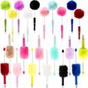Furry Beadable Pens Bulk 22 Pcs Fancy Ballpoint Cool Beaded Pen for Women DIY Focal Beads Cute for Teen Girls Gifts Christmas Stockings Stuffers