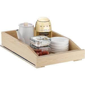 Pull Out Cabinet Organizer 13.5" W x 21" D, Soft Close Slide Out Wood Drawer Shelf for Kitchen Cabinets, Pull Out Cabinet Drawer for Base Cabinet, Pantry and Bathroom Storage, Bottom Mount