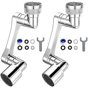 Longing Home 1080° Swivel Faucet Extender, Heavy Duty Rotating Sink Extension, Universal Swivel Multifunctional Robotic Arm, Rotating Splash Filter Extension Faucet Aerator for Kitchen Bathroom-2 Pcs