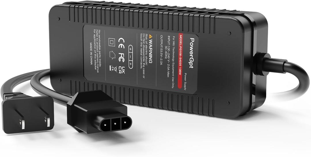 53.5V 2A Scooter Charger for NIU KQi3/KQi3 Pro/Sport/Max & KQi2/KQi2 Pro & KQi1 Pro/Sport & KQi Air/Air X Electric Scooters, NIU Scooter Battery Charger Accessories Replacement Power Supply Adapter