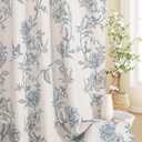 MitoVilla Blue Farmhouse Shower Curtain Set, Cotton Floral Hummingbird Cottagecore Spring Shower Curtains for Bathroom, Modern Country Bathroom Dcor, 72" W x 72" L