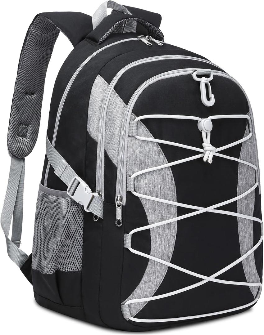 BLUEFAIRY Middle High School Backpack for Boys Girls Large Bookbag with Laptop Compartment Back to School Book Bags for Teens Teenagers Mochilas Escolares para Nios Nias (Black/Gray, Solid)