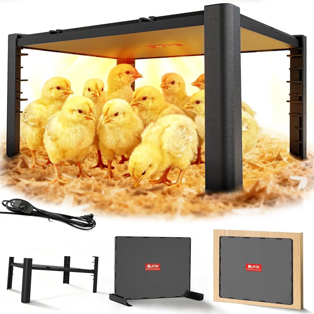 PETNF Chicken Coop Heater & Chick Heat Plate - 11.8x15.8in for Hen Warmth & 10-20 Chicks, 3-Way Adjustable Stand, 95-167F 140W Efficient Heating, Durable Safe for Brooders/Coops, Farmers & Pet Owners