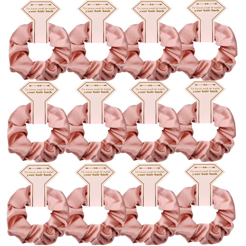 8pcs Satin Bridesmaid Proposal Gifts Hair Ties Hair Scrunchies Bachelorette Party Favors Satin Bridesmaid Gift for Wedding Parties (12pack rose)