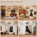 VOLISUN Farmhouse Ceiling Fans with Lights and Remote, 19.7in Low Profile Ceiling Fan Flush Mount, 3000K-6500K Dimmable Bladeless Fandelier Ceiling Fans with Lights for Bedroom(Walnut)