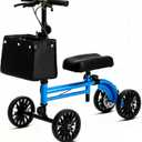 Knee Scooter with Disc Brake, Steerable Knee Walker for Adults,Foldable Rover Scooter for Broken Foot Injured Leg Crutch,Blue