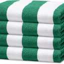 Avalon Towels Cabana Beach Towels 4 Pack (Size 30x60) Inches Oversized, 100% Ring Spun Cotton, Highly Absorbent Large Pool Towels, Super Soft and Quick Drying, Perfect for Gifts (Green Stripe)
