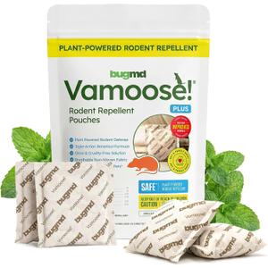 BugMD Vamoose! Plus Peppermint Oil Mouse Repellent Pouches | Natural Mice Repellent Indoor & Rat Deterrent for House, Garage, RV, Car & Storage | Plant-Powered Rodent Control - 1 Pack - 4 Pouches