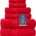 COZYART Red Bath Towel Set for Bathroom Soft Absorbent Durable 650 GSM Turkish Cotton Towel Sets of 6, 2 Large Bath Towels, 2 Hand Towels, 2 Washclothes (6 Piece Towel Set, Haute Red)