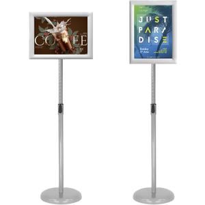 Adjustable Poster Stand Holder Heavy Duty Snap Open Aluminum Pedestal Floor Standing Sign Holder Vertical and Horizontal View Sign Displayed (Silver, 8.5x11inches)