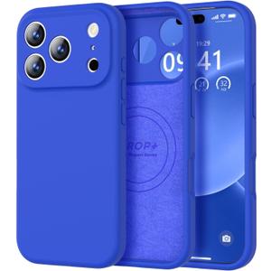 Vooii Magnetic for iPhone 17 Pro Case, Compatible with Magsafe (Premium Liquid Silicone) (Integrated Camera Control Button) Full Body Protective Anti-Scratch Microfiber Lining 6.3", Klein Blue