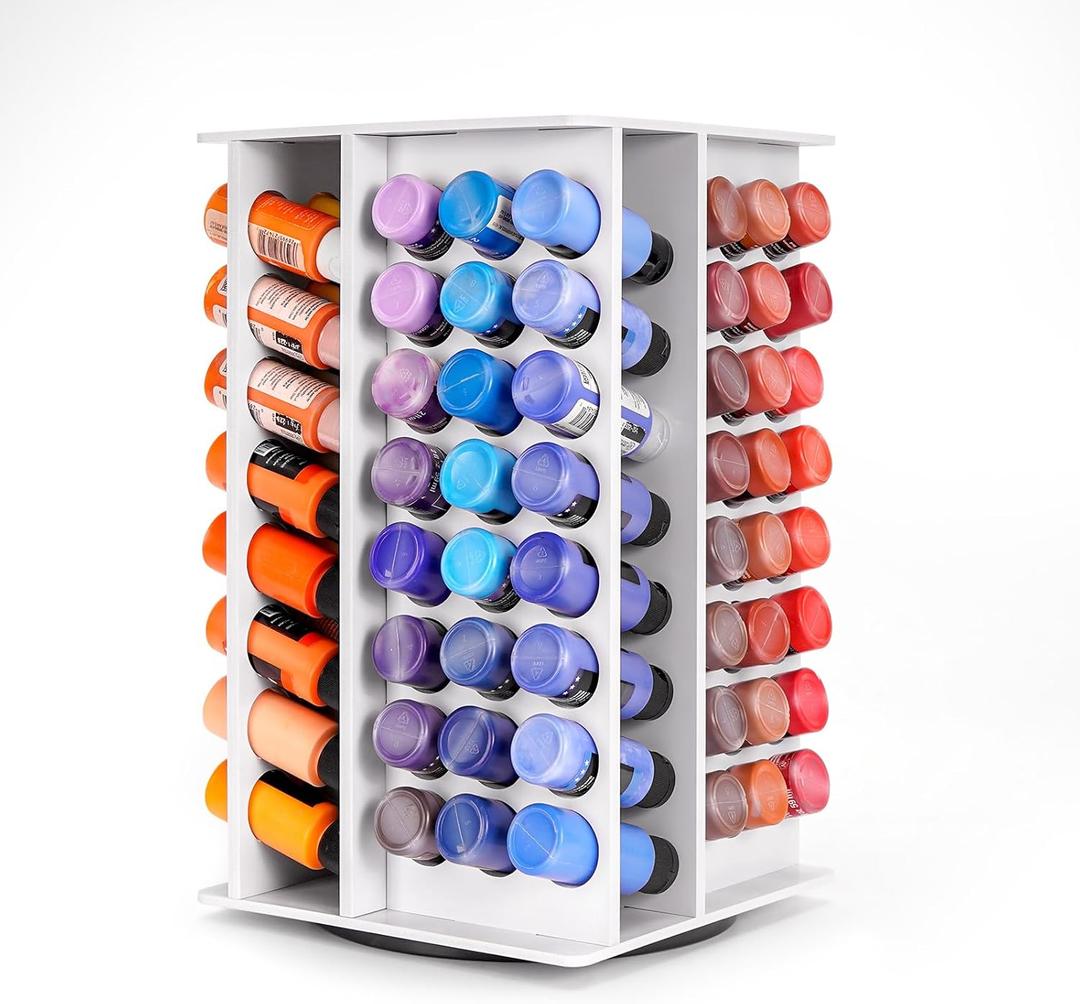 Rotating 96 Holes Acrylic Paint Holder Organizer Rack, Craft 2oz Paint Bottle Storage, Large Capacity 360 Rotating Acrylic Paints Holder for 2 oz Paints