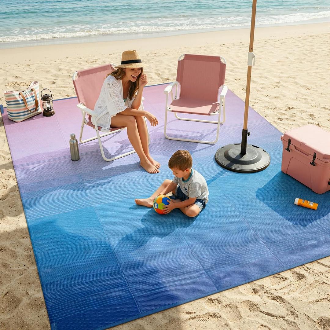 Lahome Outdoor Area Rugs 8x10 Waterproof,Large Reversible Plastic Straw Rug
