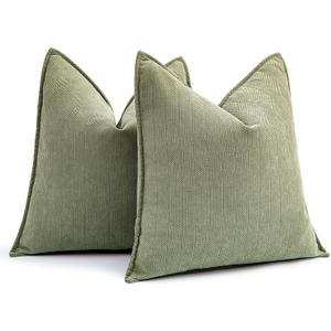 MIULEE Pack of 2 Sage Green Decorative Pillow Covers 20x20 Inch Soft Chenille Luxurious Couch Throw Pillows Farmhouse Cushion Covers with Elegant Design for Sofa Bedroom Living Room Home Decor
