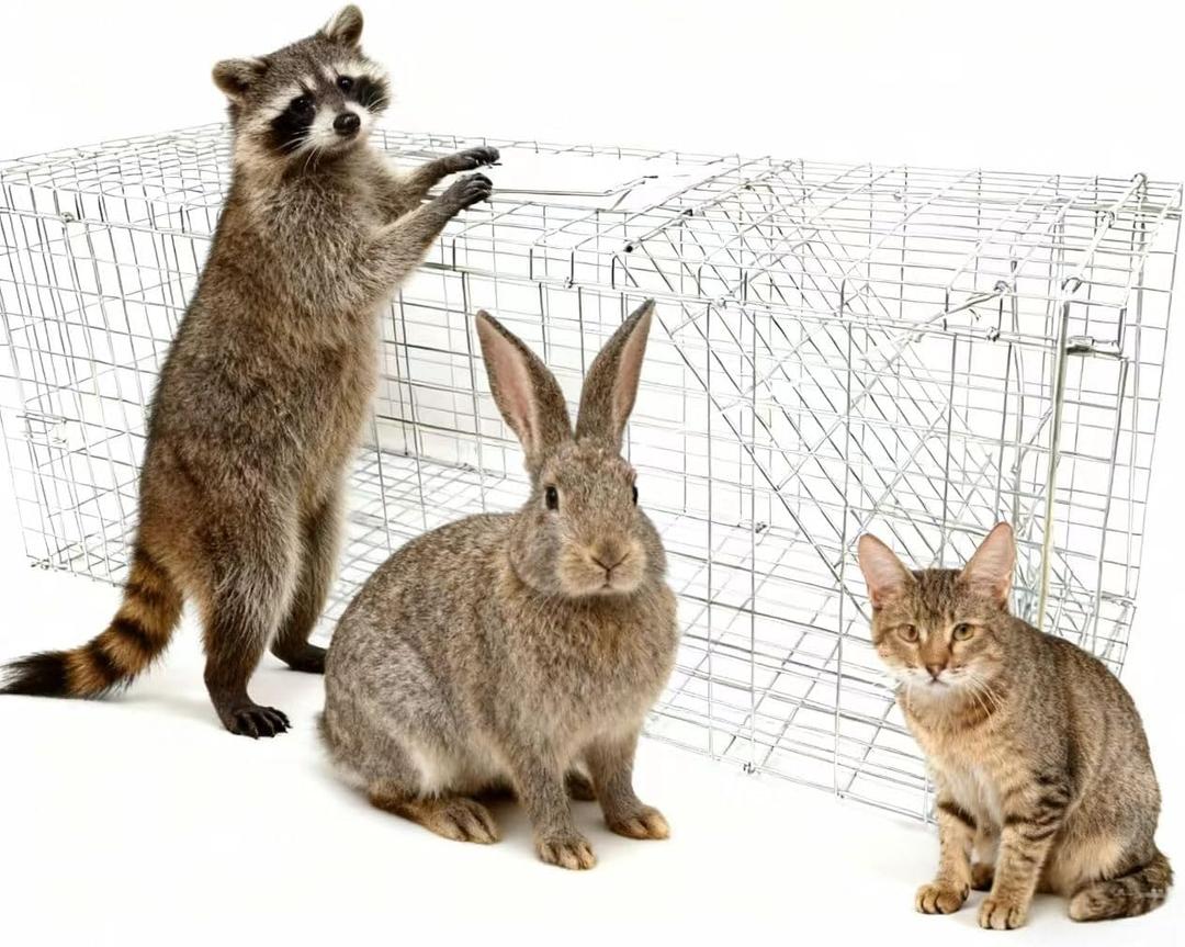 Generic Large Animal Live Trap, 24 Inch Humane Cage, Heavy-Duty Galvanized Steel Mesh for Raccoons, Cats, Groundhogs, Squirrels, Skunks, Chipmunks, Moles