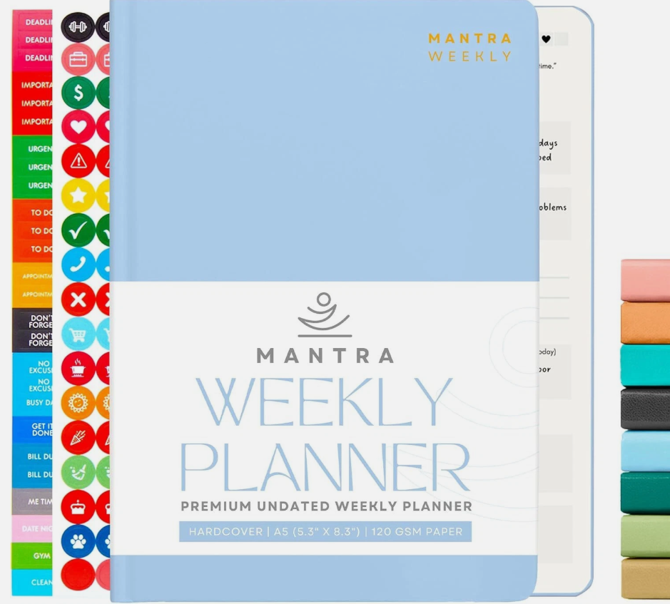 2024-2025 Daily & Weekly Planner - 8.5x11 A4 Size - Mantra 5" x 8", Blue