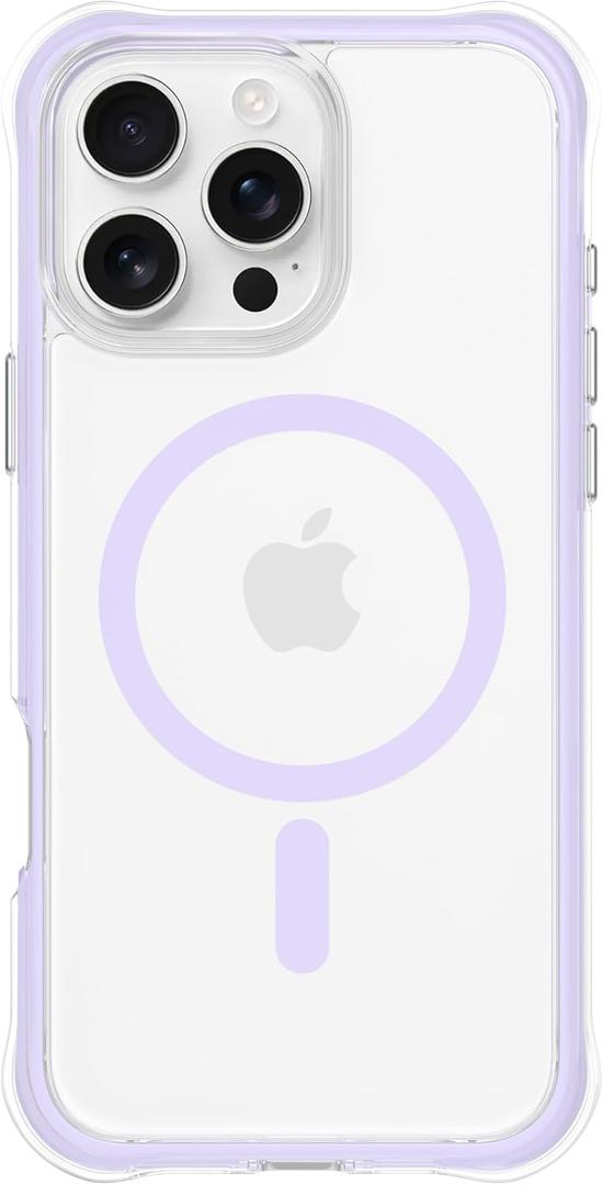ORNARTO Air Case for iPhone 16 Pro Max Clear, Compatible with MagSafe, Military-Grade Drop Protection Cover with Built-in Air-Purple