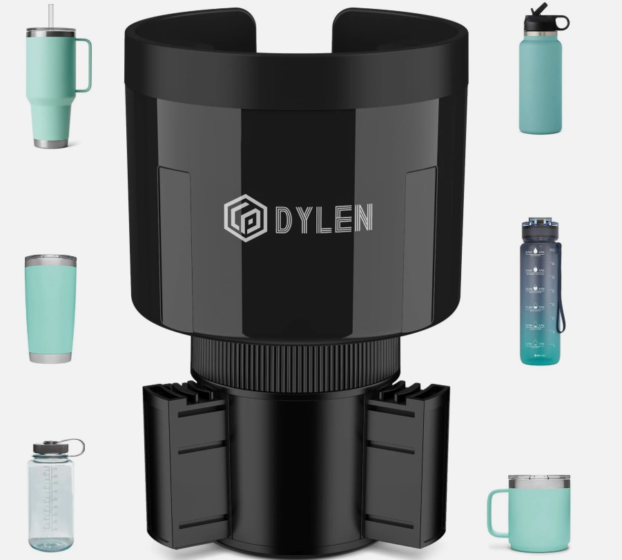DYLEN Car Cup Holder Expander, Cup Holder Extender Adapter for Car with Expandable Insert, Compatible with Yeti 20/26/30oz, Hydroflask 32/40oz, Large Water Bottles in 3.0"4.1"