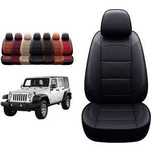 OASIS AUTO Custom Fit Seat Covers Compatible with Jeep Wrangler JK 4-Door Unlimited (2013-2017) - Waterproof Faux Leather Full Set, Interior Accessories (Black)
