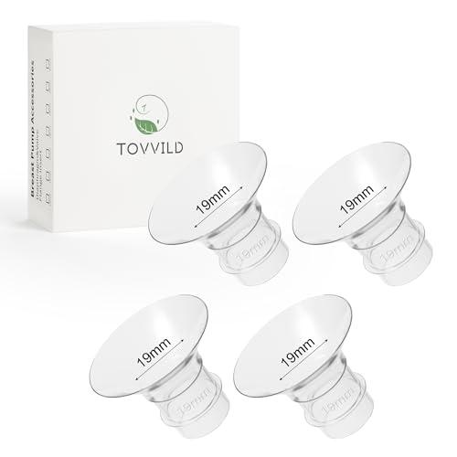 TOVVILD 19mm Flange Inserts for 24mm Flange/Shield, Compatible with Momcozy/MOMMED/Spectra Breast Pumps, Pump Parts Replace (4PCS 19mm)