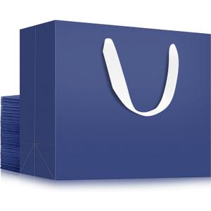 EUSOAR Blue Paper Bags, 25 Pack 16x6x12 inches Heavy Duty Paper Shopping Bags with Handles, Party Favor Paper Bags, Merchandise Retail Wrapping Bags for Business, Craft Grocery, Boutique, Wedding