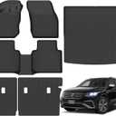 Floor Mat Set for 2025 2026 Volkswagen VW Tiguan Includ Floor Mats & Trunk Liner & Backrest MatAll-Weather, Stain-Resistant Car Floor Liners, Accessory Custom Fit for Volkswagen Tiguan 2025 (Black)