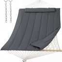 SUNCREAT Hammocks for Outside, Two Person Hammock for Patio, Garden, Porch, Outdoor, Dark Grey