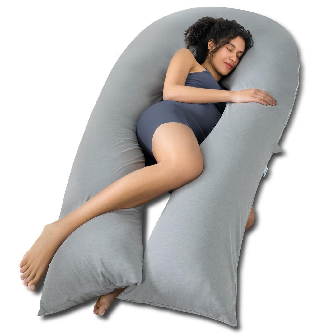  Extra Long U Shaped Body Pillow, Cooling Pregnancy Pillows for Sleeping, 65 Inch Full Body Support Maternity Pillow for Adults, Support for Back, Hip, Legs for Pregnant Women, Grey
