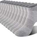 Womens Cotton Ankel Socks, Athletic Performance Running Moisture Wicking Breathable socks, Medium/Large, 6 Pairs Gray