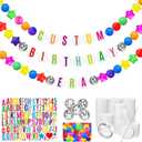 Simgoing Giant Friendship Bracelet Garland Kit DIY Banner with Letter Ball Jumbo in My Birthday Era Decorations for Classroom Graduation Party Supplies Photo Booth Backdrop(Rainbow Colors)