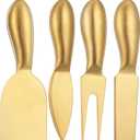 Patelai 4 Pieces Stainless Steel Cheese Knives Set, Knife Fork Slicer Butter Knife Set for Charcuterie and Cheese Spread Kitchen Cooking Christmas Gift for Women (Gold)