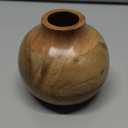Vases Acacia Wood Small Round Hand-Carved | Handmade Vase | Handmade Home Office Table Vase (4" X 4" X 4")