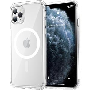 Temdan for iPhone 11 Pro Case Clear, Compatible with Magsafe, Anti-Yellowing, Military-Grade Protection, Shockproof Slim Magnetic Phone Case Cover, Transparent