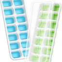 ChefAide Ice Cube Tray with Lid, 2 Packs 28 Cubes Durable Stackable Ice Cube Trays for Freezer with Removable Lids, Easy-Release Plastic & Silicone Ice Tray for Cocktail, Coffee