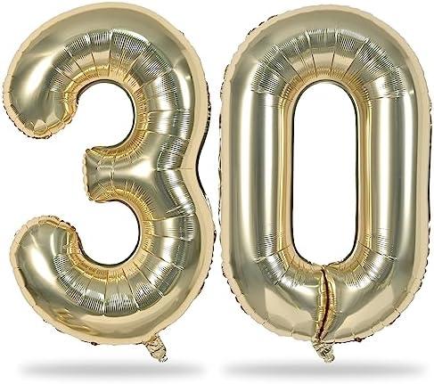 Champagne Gold Number 30 Balloons, 40 Inch Light Gold Foil Number 3 & 0 Balloons for Women, Self Inflating 30th Birthday Balloons for 30 Year Old Men Anniversary Birthday Party Decorations Supplies