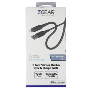 ZGEAR SILICONE CABLE LIGHTNING 6FT GREY