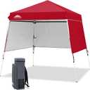 EAGLE PEAK Day Tripper 8x8 Aluminum Super-Lightweight Slant Leg Pop Up Canopy with 3 Removable Walls, Instant Outdoor Backpack Canopy Tent, Outside Beach Folding Sun Shelter, 8x8 Base 6x6 Top, Red