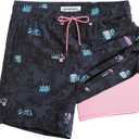 maamgic 2 in 1 Mens Swim Trunks 7 Inch Swim Shorts Swim Suits Board Shorts (Large, Spotlight Black)