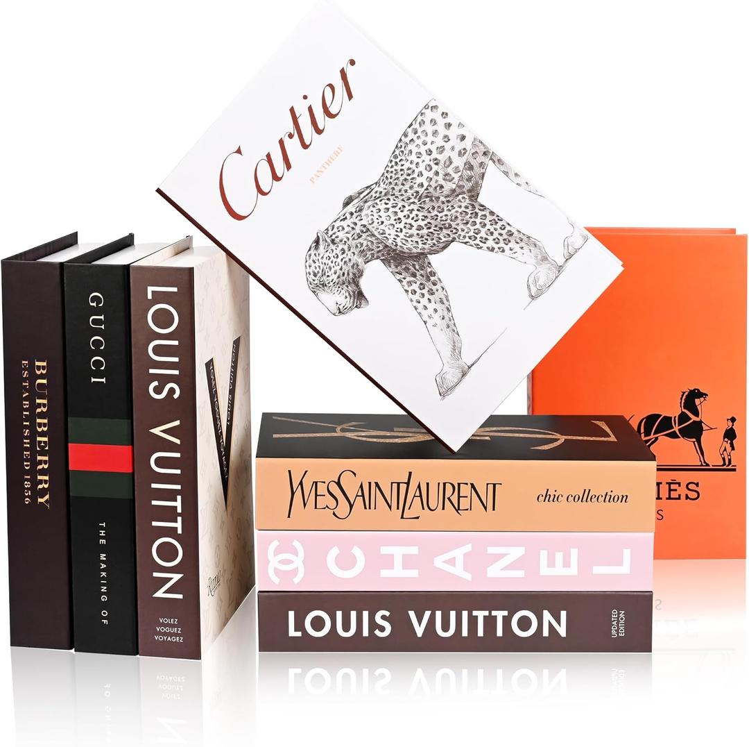 8 Pcs Decorative Faux Books for Home Decor Modern Fake Books for Coffee Table, Bookshelf & Bedroom, Stacked Book Set for Aesthetic Decor