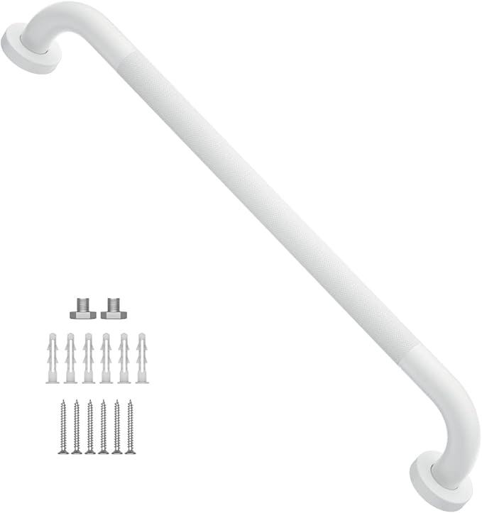 32 Inch Anti Slip Shower Grab Bar, Munzong Stainless Steel Bathroom Grab Bar, Satin Brushed Nickel Knurled Bathroom Balance Bar,Safety Hand Rail Support Handicap Elderly Senior Assist Bath Handle 2 Pack