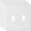 Toggle Light Switch Wall Plate Cover Double Switch Plate 2-Gang Decor Electrical Switch Faceplate, White (4-Pack)
