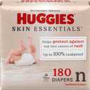 Huggies Size Newborn Diapers, Skin Essentials Baby Diapers, Size Newborn (6-9 lbs), 180 Count (3 Packs of 60), Packaging May Vary
