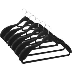 6 Pack Velvet Suit Hangers for Men with 360 Rotating Hooks, Space-Saving Non-Slip Jacket Hangers for Dress, Pants, Shirts, Skirts, Ties (Black)