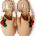 Dearfoams Men's Matching Family Holiday Christmas Reindeer & Turkey Scuff Slippers (Large)